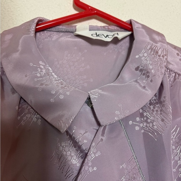 Vintage Devon purple floral print puff sleeve button down NWOT ruffles - Picture 5 of 5